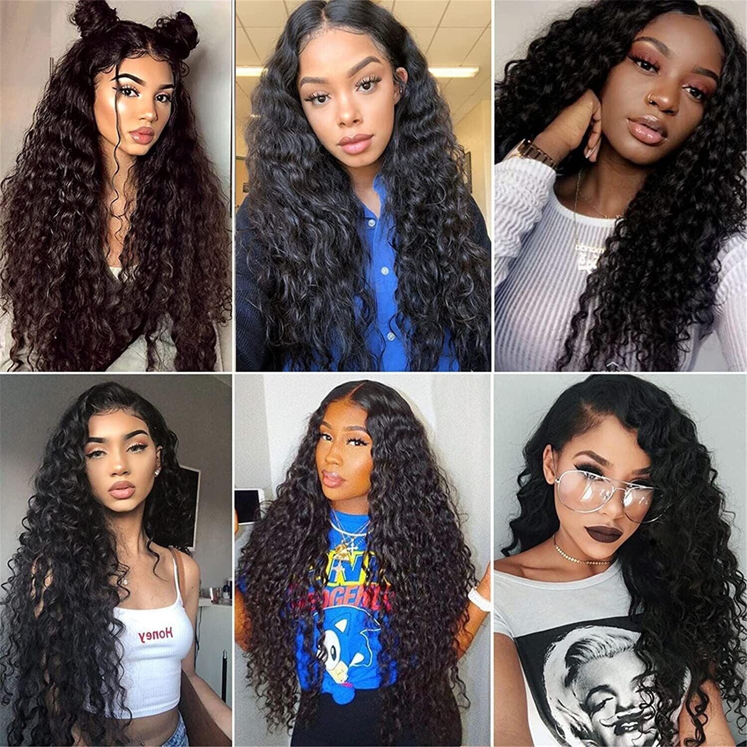 AA Hair Front Wig Womens Brazilian Human Long Curly Lace Wavy Hair